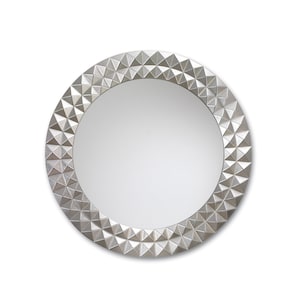 Modern Wall Mirror Design Round Silver Leaf Ø80 cm - made in Italy - Circle Italian style entryway mirror bedroom home wall decoration #6039