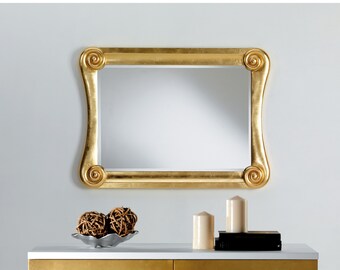 Großer neoklassizistischer Spiegel mit Blattgoldverzierung – Hergestellt in Italien – Großer Art-déco-Wandspiegel für den Flur – Italienischer Spiegel