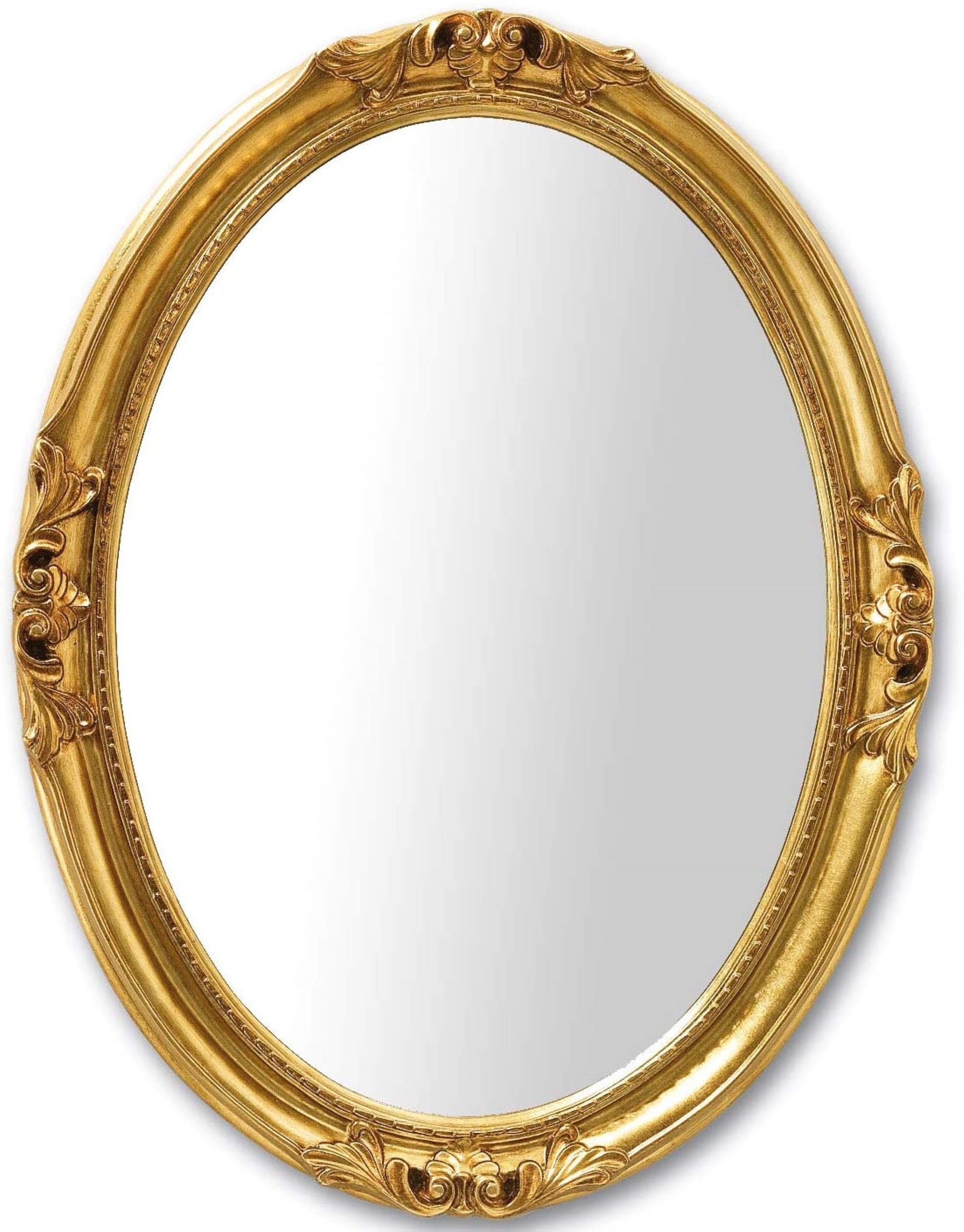 Oval Mirror Baroque Style French Classic Antique Gold Leaf Oval Mirror Baroque Style French, French Oval Mirror Antique Silver
