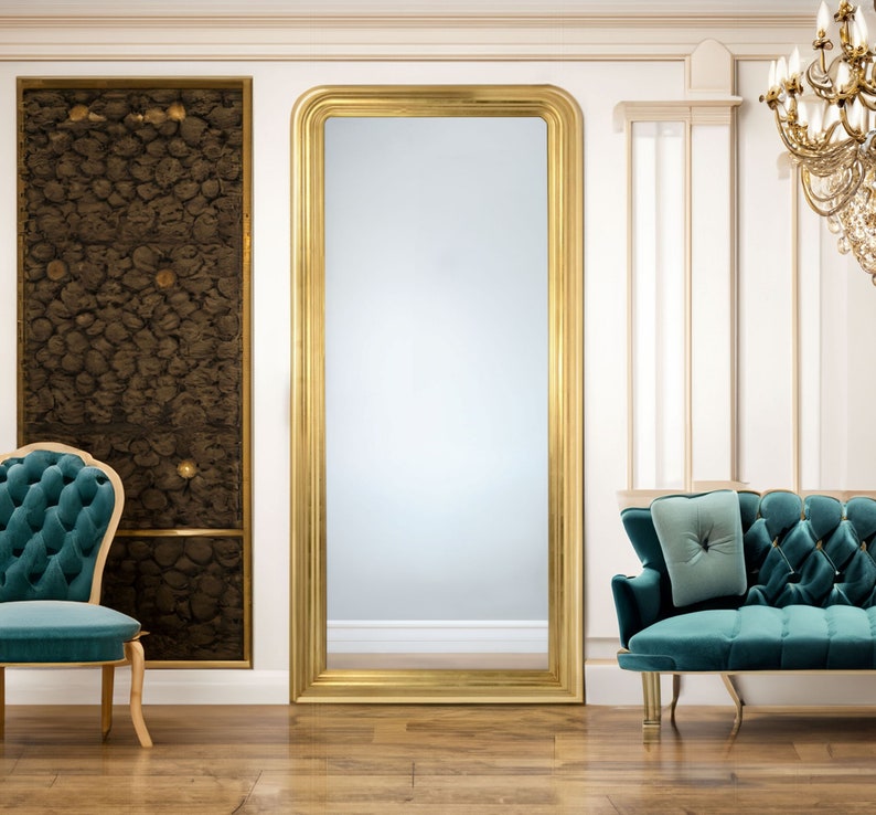 Large Louis Philippe Mirror, Decorative Golden Mirror, Antique Gold