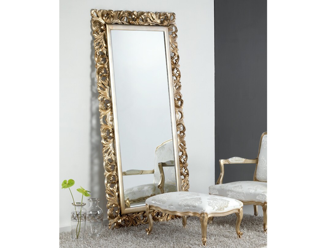 Grand Miroir Mural Baroque Or, Style Ancien, 97x57 Cm, Fabrication Italienne, Shabby Chic
