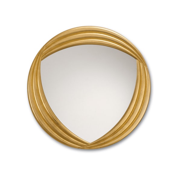 Miroir mural rond moderne feuille d'or Ø 80 cm - Fabriqué en Italie - Miroir d'entrée doré - Miroir de maison de style italien article # 5094