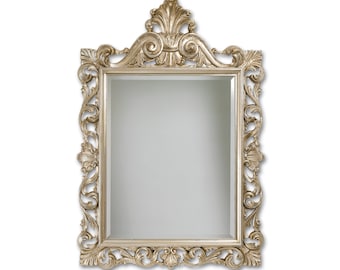 Miroir classique de style baroque Louis XIV Feuille d'argent antique - Miroir de style victorien 85 x 124 cm - Miroir d'entrée - Article #8057