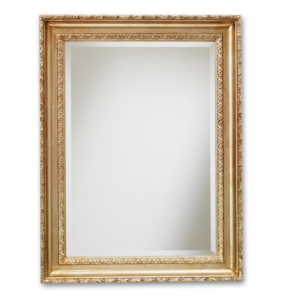 Miroir classique de style italien du 19ème siècle en argent doré - Fabriqué en Italie - Miroir rectangulaire baroque - Miroir d'entrée pour chambre #408_Mec