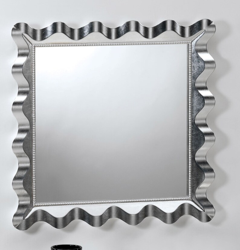 Art Deco Wall Mirror, Silver Leaf Design Mirror, Made in Italy, Home