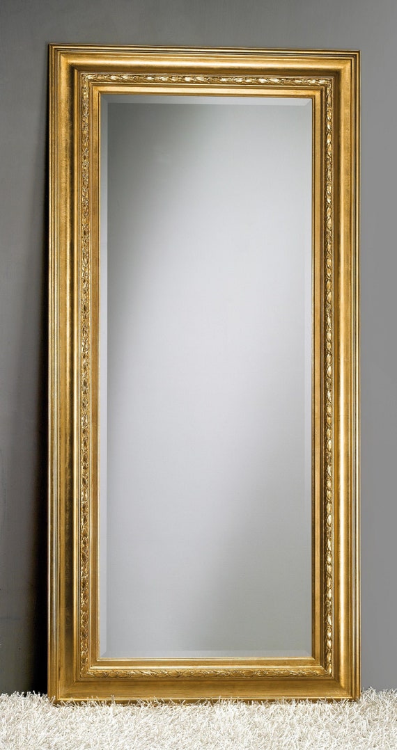 Grande Specchio Classico Stile '800 Foglia Oro Antico Made in Italy Specchio  figura intera cm. 90x190 Specchio classico italiano 7023 -  Italia