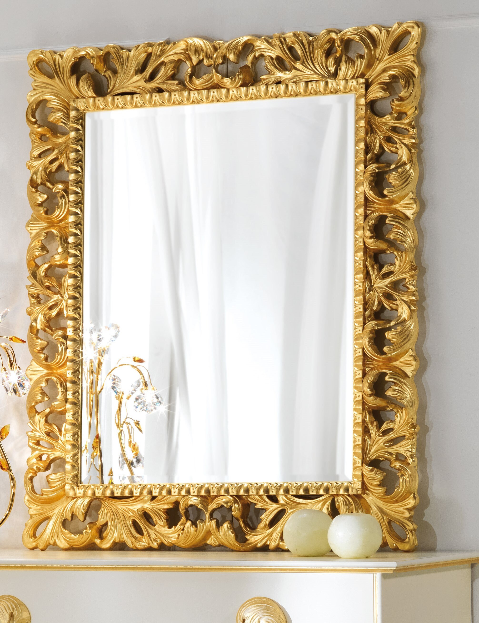 Large Classic Baroque Mirror Antique Gold Leaf Made in Italy Louis