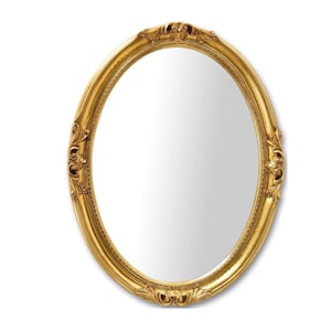 Classic Baroque Oval Wall Mirror Antique Gold Leaf Made in Italy - Louis XIV style mirror - Italian bedroom bathroom mirror home design 5006
