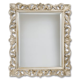 Classic Victorian Antique Silver Leaf Mirror - Made in Italy - Louis XIV Mirror - Italian Baroque Wall Mirror - Ornate Luxury Mirror #8053