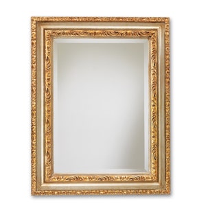 Classic Baroque Wall Mirror Antique Gold Leaf - Made in Italy - Entryway rectangular mirror gilded frame-Victorian bedroom mirror Item #7015