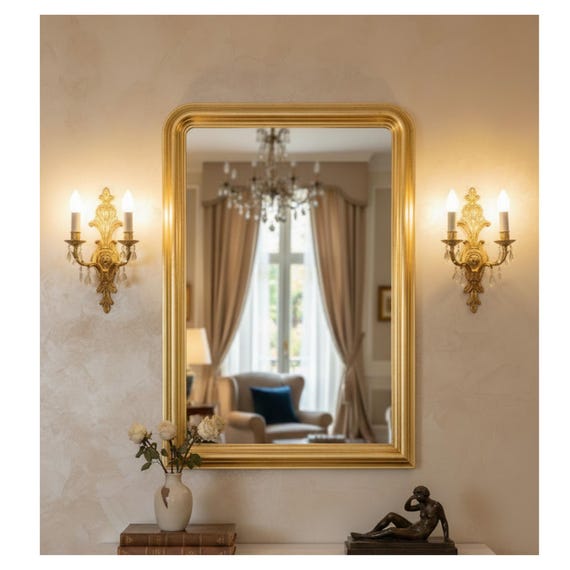 Louis Philippe Large Wall Mirror, Gold Leaf, Handmade, Classic
