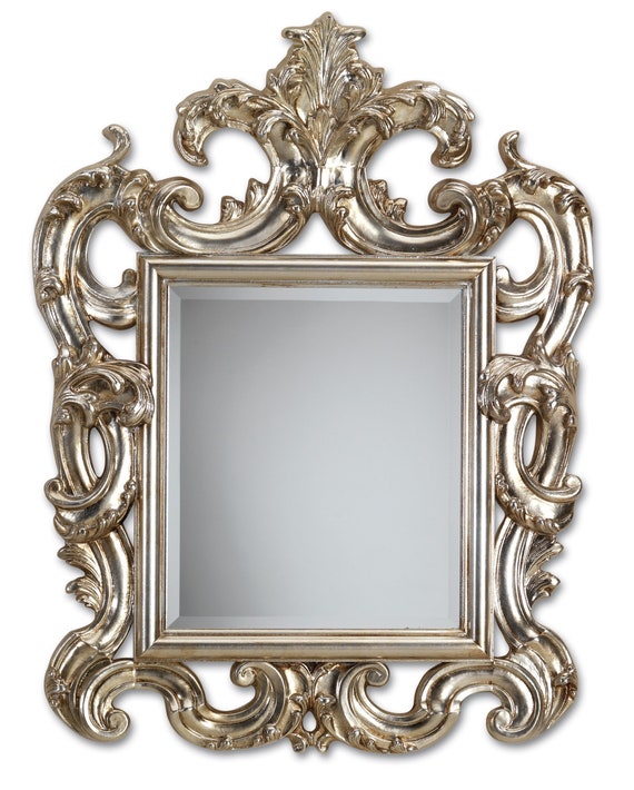 Zilveren Rococo Barokke Spiegel Made Italy Item - Etsy België