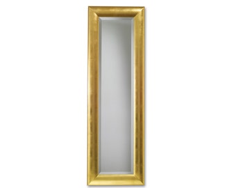 Long Narrow Modern Mirror Gold Leaf Custom - Made in Italy - Leaner mirror full length - Entryway mirror Gilded Mirror Italian Mirror # 5070