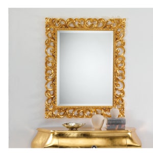 Classic Baroque Wall Mirror Antique Gold Leaf - Made in Italy - Italian style mirror - Vintage gilded entryway, bedroom, living room #8061