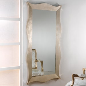 Mirror Italian Design Style Silver Leaf Champagne finish Made in Italy. Modern Mirror Full length Italian Style - Art-deco mirror # 5077
