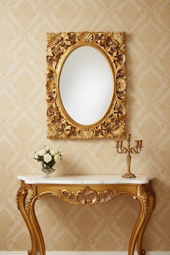 Classic Baroque Rococo Gold Leaf Wall Mirror Handmade, Made in