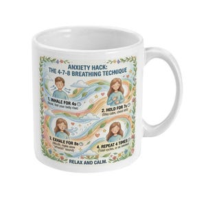 StingWray Designs: Tazza per la respirazione "Anxiety Hack" 4-7-8 – Strumento di consapevolezza in ceramica da 325 ml
