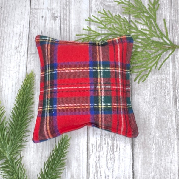 Red Plaid Balsam Pillow - soft flannel balsam sachet - scented drawer pillow.