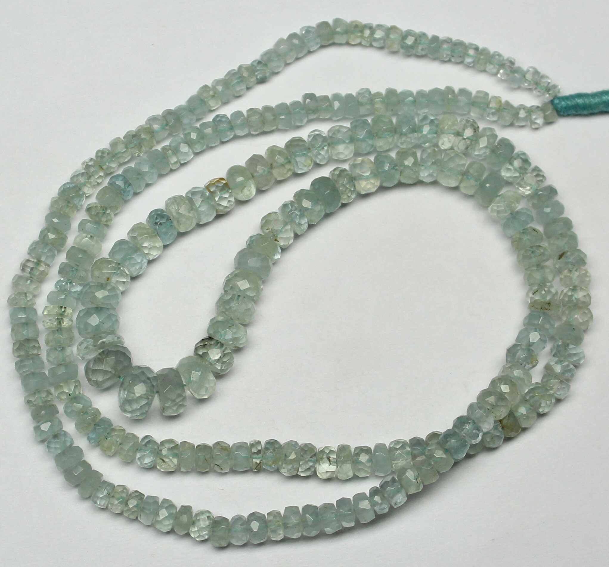 Aquamarine Faceted Rondelle Beads Gemstone Natural Aquamarine Etsy