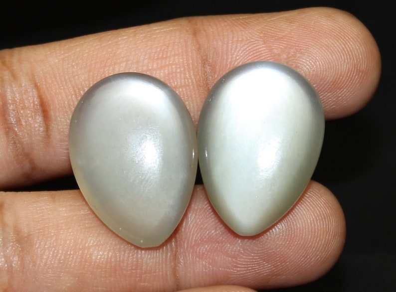 Natural moonstone Cabochon 24x17 mm Pear shape Matched Pair Handmade Loose AAA Gemstone For Making Earrings Flashy Moonstone Pair Gemstone