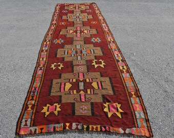 3.1x14.3 ft Handmade Kilim Hallway Kilim Turkish Kilim Red Kilims Etsy Kilim 1517 Runner Kilim Oushak Kilim Vintage Kilim Kilims