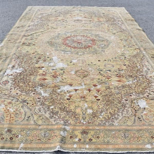 Antique Turkish Rug, Vintage Wool Rug, 8x12ft, Floral Rug, Oriental Carpet, Home Decor, Turkish Kilim, Artisanal Rug