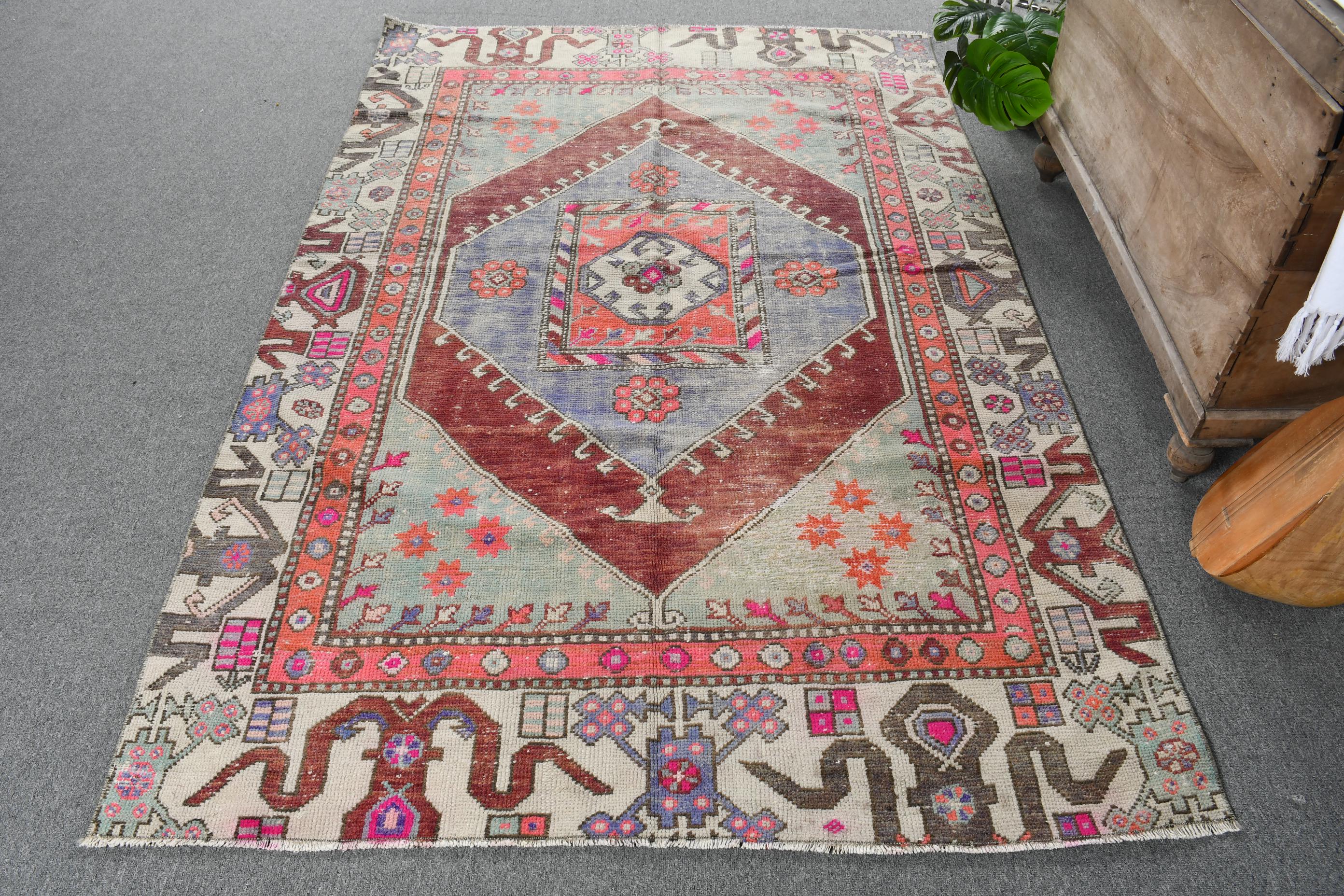 Handwoven 5x8 Vintage Turkish Rug, Anatolian Wool Rug - Etsy