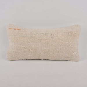 Boho Pillow Sham Cover, Pillow for Couch, 8x16 Throw Kilim Pillow, Turkish Kilim Pillow, White Pillow, Lumbar Pillow, Hemp Pillow,