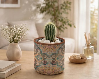 Bohemian Planter Decor, Minimalist Decor, Handmade Woven Planter, Large Plant Pot Cover,Decorative Basket, Rustic Home Decor, Kilim Planter