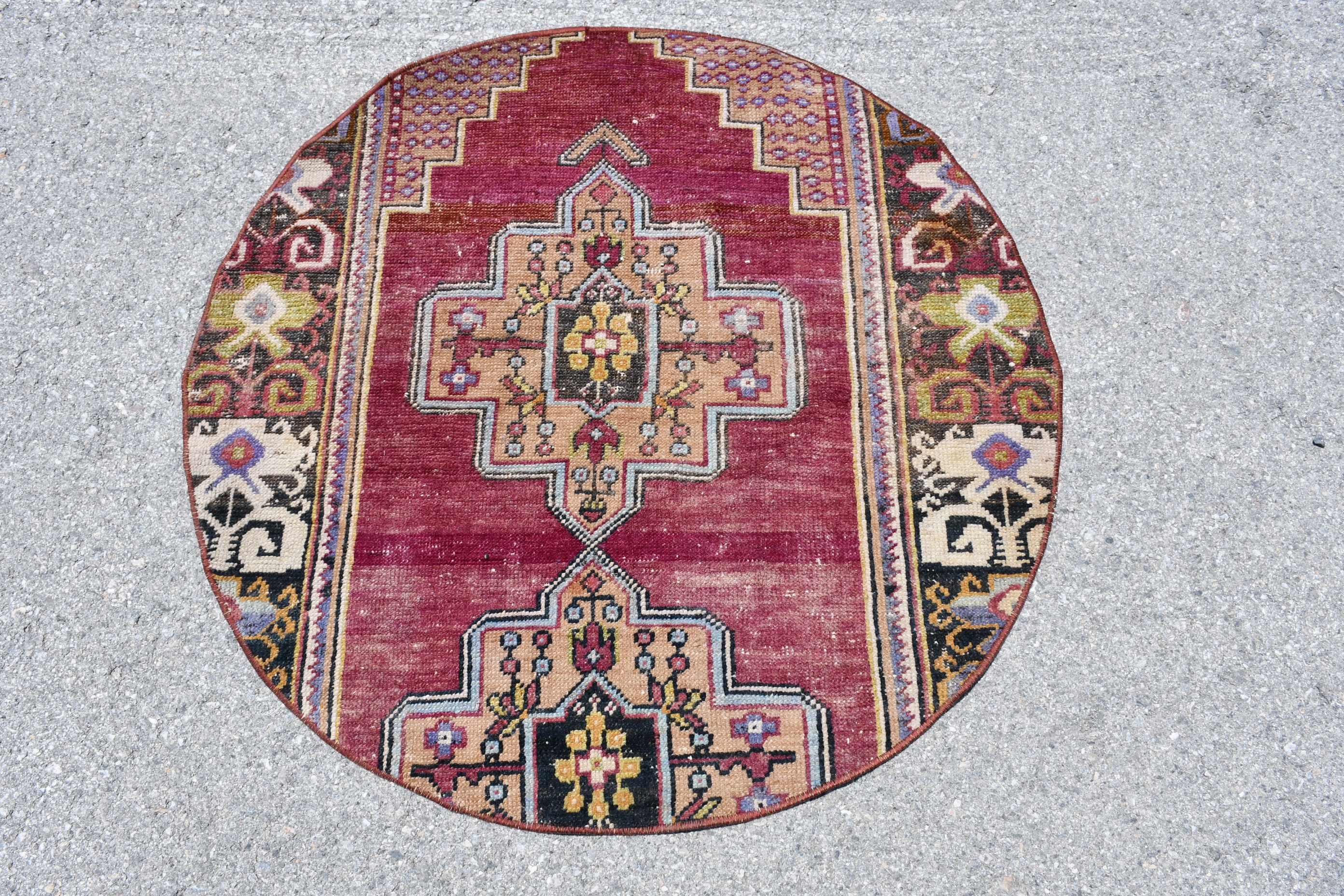 Maroon Rug Round Rug Circle Rug Small Rug Door Mat Etsy