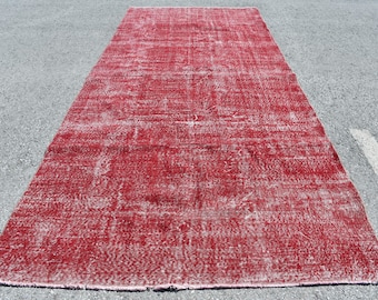 Alfombra turca extragrande de 177 x 410 cm (5,8 x 13,5 pies), alfombra vintage de lana con lunares rojos.
