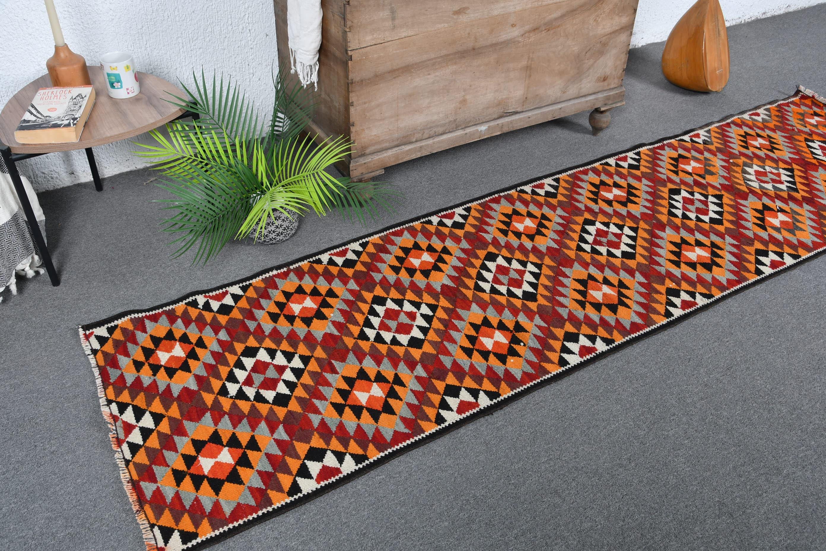 Vintage Herki Rug 2.3x8.8 Ft (70x267 Cm), Red Animal Print Turkish