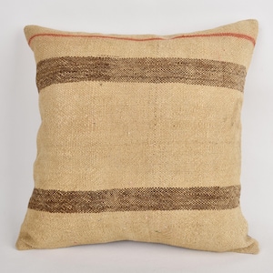 Interior Designer Pillow, Kilim Pillow Cover, 20x20 Pillow for Couch, Kilim Cushion Sham, Beige Cushion Case, Ethnic Striped Kilim Pillow,