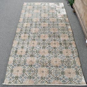 Vintage Turkish Rug, 4x7 Area Rug, Antique Style Carpet, Floral Pattern Rug, Decorative Wool Rug, 3.1x6.1 ft, Bedroom Accent Rug