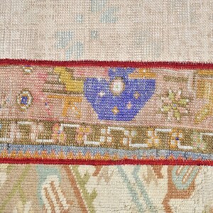 Turkish Vintage Rug 1.5x2.8 ft (45x86 cm), Brown Ikat Wool Rug image 6