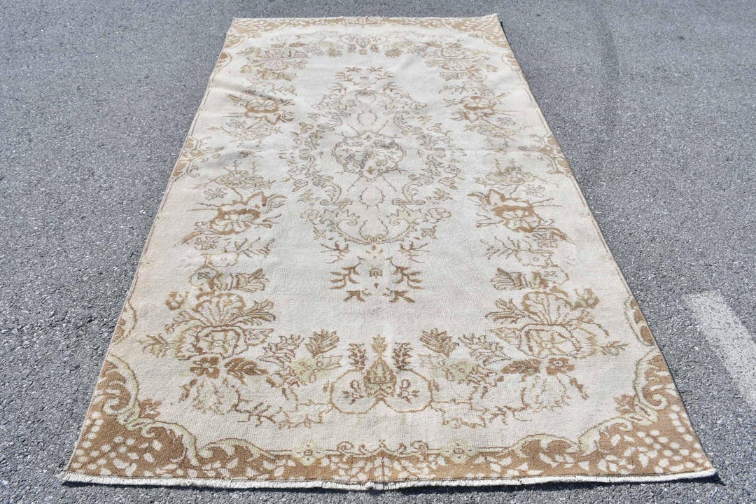 花柄　トルコヴィンテージラグ ヴィンテージ トルコ ラグ、大型ウール カーペット、花柄エリア ラグ