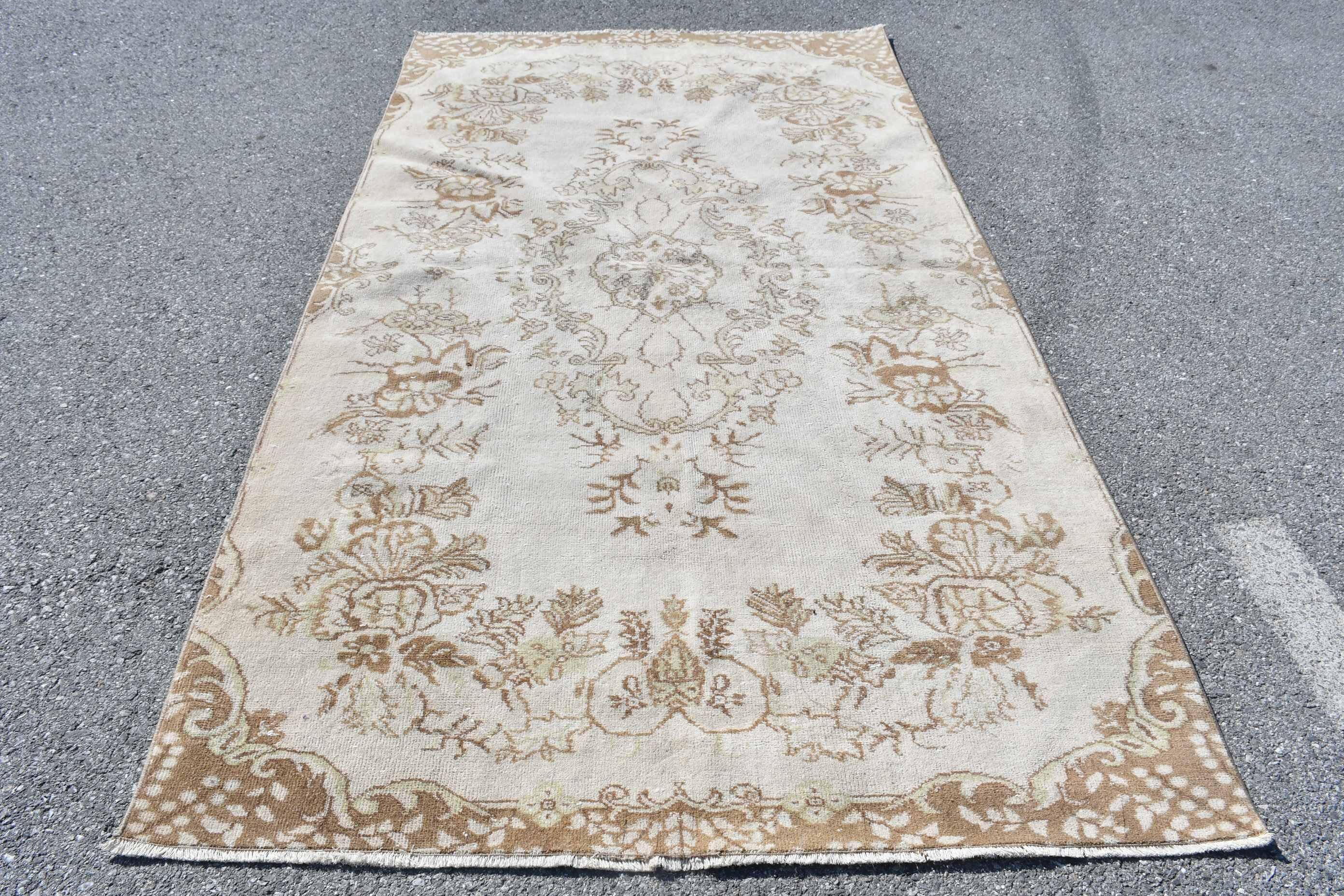 ヴィンテージ トルコ ラグ、大型ウール カーペット、花柄エリア ラグ