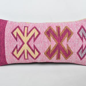 Pillow for Sofa, Ethnical Kilim Rug Pillow, 12x24 Kilim Pillow Cover, Gift Pillow, Purple Cushion Case, Ethnic Kilim Lumbar Pillow,