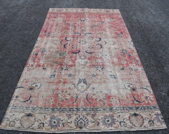 Alfombra turca extragrande de 6,3 x 11,2 pies, alfombra vintage roja del suroeste.