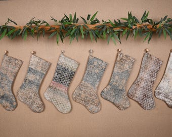 Meia de Natal de Luxo, Conjunto de Meias de Natal, Meia de Natal Neutra, Conjunto de Meias de Natal para a Família, Meia de Natal Feita com Tapete Reciclado