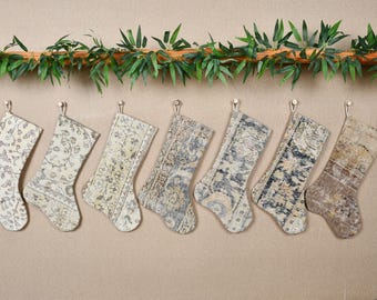 Vintage Kilim Christmas Stocking, Handmade Stocking, Boho Holiday Decor, Personalized Stocking