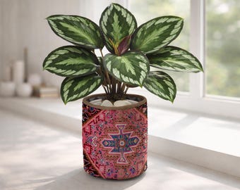 Vintage Kilim Planter Cover, Ethnic Basket Planter, Turkish Rug Planter, Plant Lover Gift, Oriental Toy Basket, Farmhouse Decor,