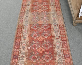 Herkiラグ、ヴィンテージラグ、トルコラグ、2.9 x 11.2フィートの