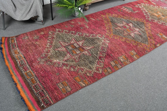 ヴィンテージ トルコ製ランナーラグ 3 x 11フィート 106 x 324 cm