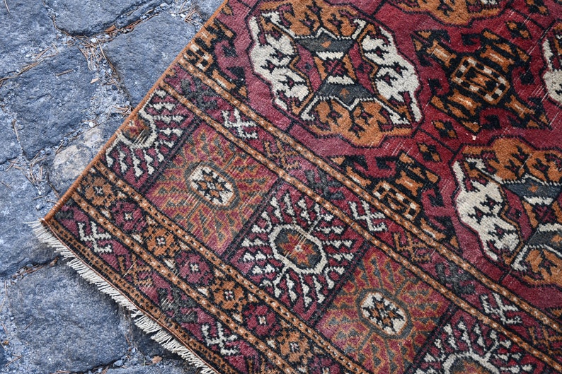 3.7 x9.4 Oushak Rug Geometric Rug Organic Rug,Handmade Rug Turkish Rug Vintage Rugs Runner Rug Purple Rug Turkish Runner Rug SN-3388
