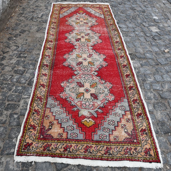 Turkish Rug, Vintage Rugs, 3.3 x8.9  Oushak Rug, Runner Rug, Hallway Rug, Rugs, Boho Carpet, Ethnic Rug, Wool Rug, Decorative Rug  SN-2891