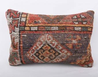 Pillow for Sofa, Interior Designer Pillow, 16x24 Antique Pillows, Turkish Pillow, Purple Pillow, Turkish Lumbar Pillow, Carpet Pillow,