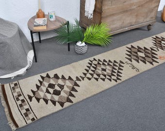 ヴィンテージ トルコ ラグ ランナー 85 x 350 cm、ピンク ボヘミアン