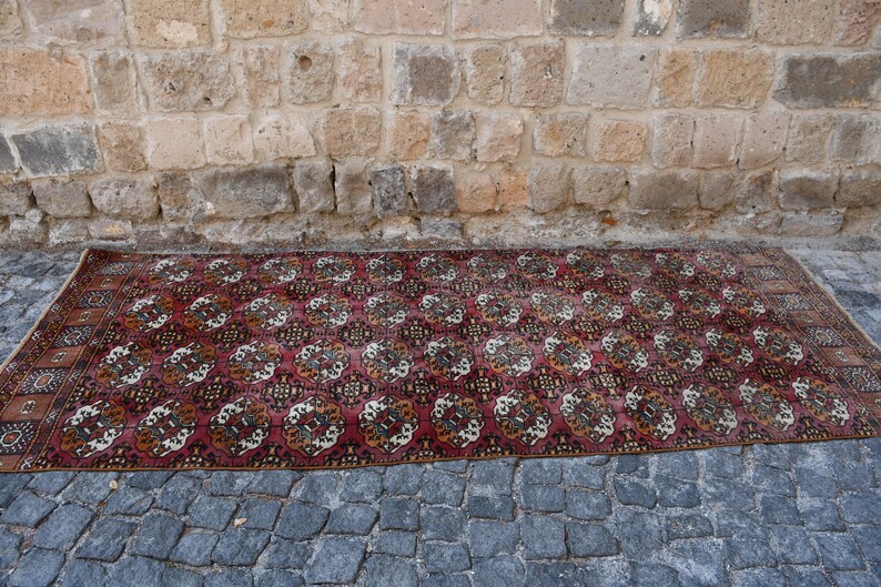 3.7 x9.4 Oushak Rug Geometric Rug Organic Rug,Handmade Rug Turkish Rug Vintage Rugs Runner Rug Purple Rug Turkish Runner Rug SN-3388