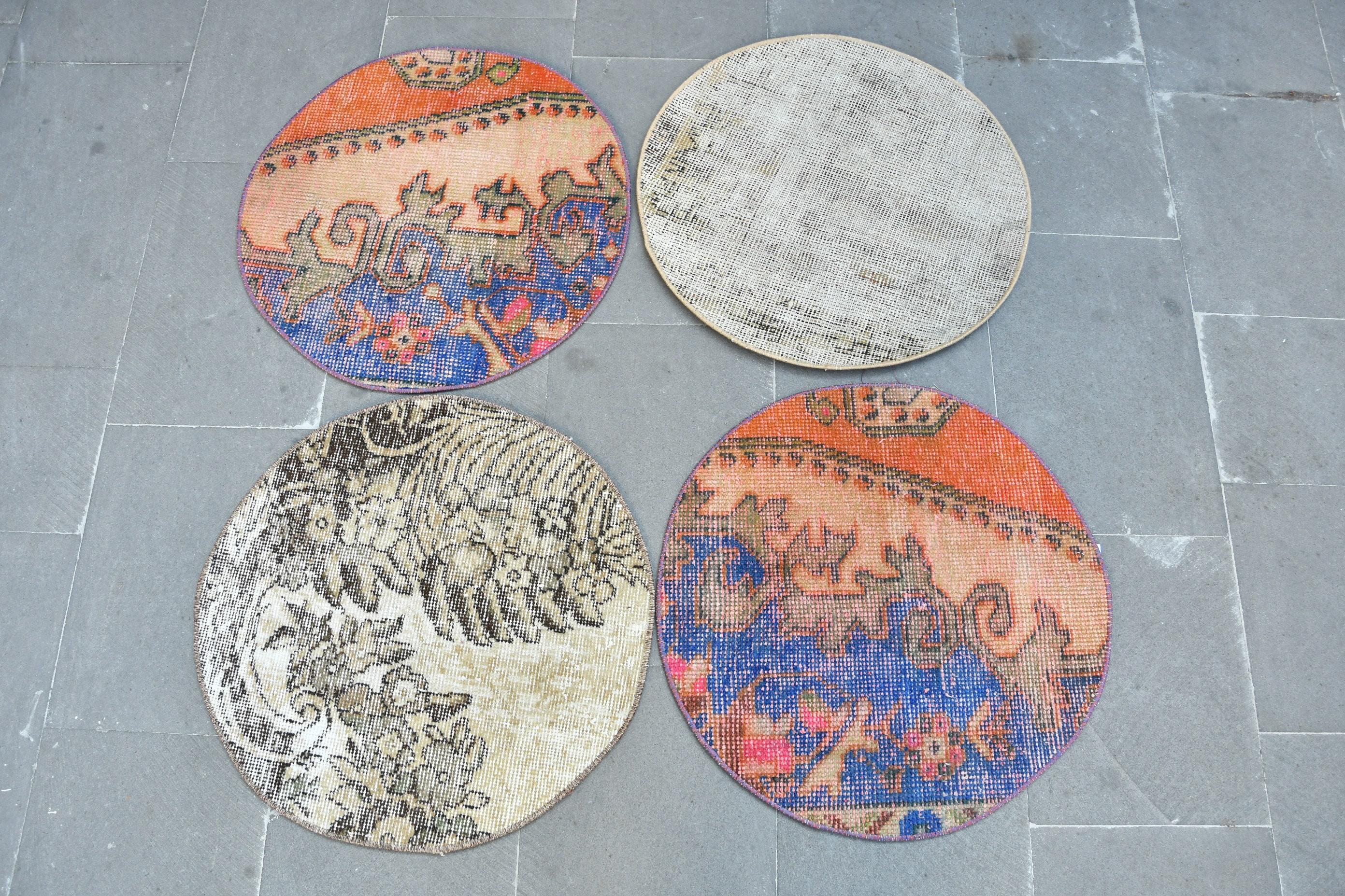 ヴィンテージトルコラグ、円形ラグ4枚セット、2 x 22フィート円形